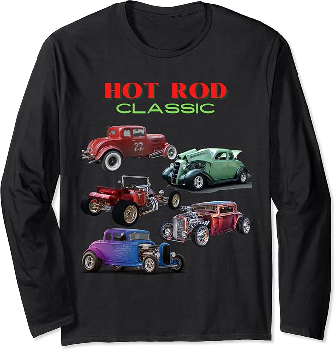 Classic Hot Rod Antique Car Long Sleeve TShirt Amazon.co.uk Fashion